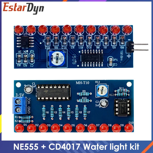 Smart Electronics Kits NE555+CD4017 Light Water Flowing Light LED Module DIY Kit Learn Electronic Principles, Children'S Lab