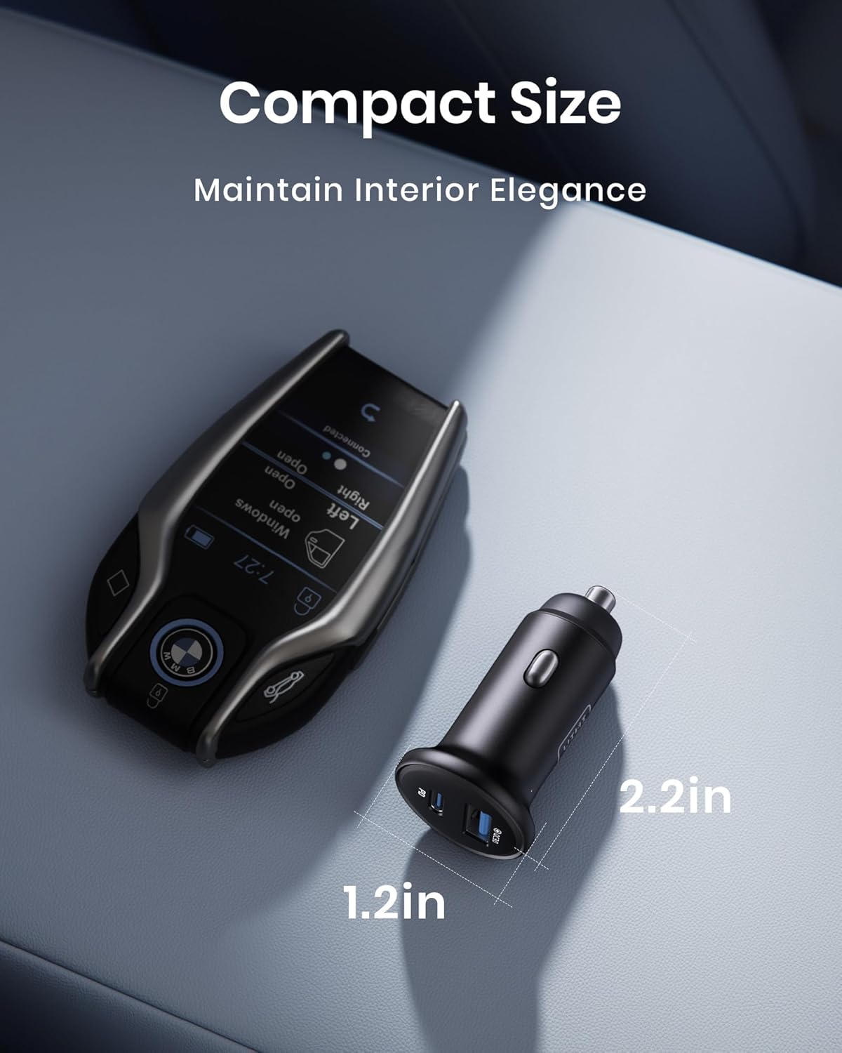USB C Car Charger, 66W USB-C & USB-A Fast Charging Cigarette Lighter Adapter, Car Power Adapter PD QC3.0 Mini Car Phone Charger, for Iphone 16 15 14 Pro Max Samsung Galaxy S25 S24 S23, Ipad Pro