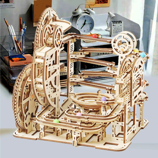 3D Wooden Puzzle Building Model Kits Marble Runs Mechanical Puzzles Self Assembly Toy STEAM Educational Toys for Kids Adult Gift