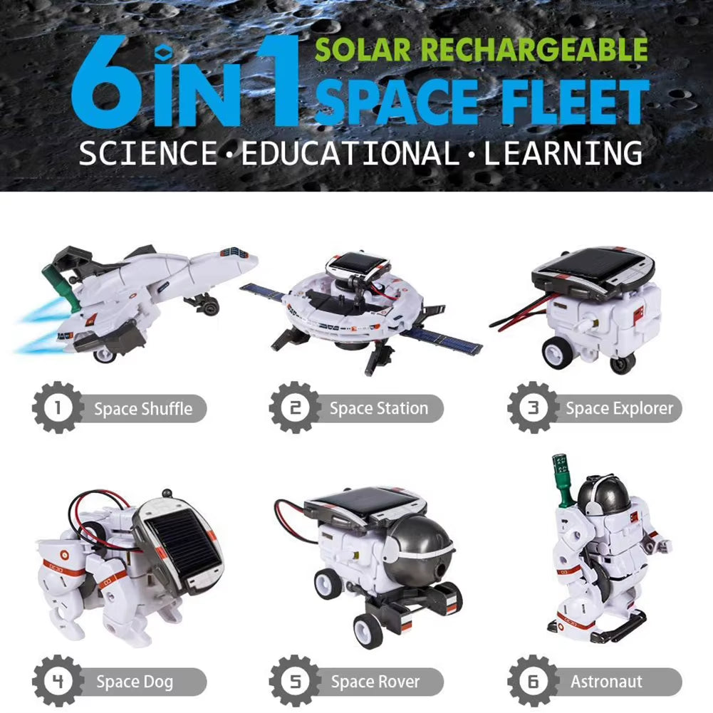 Creative 6 in 1 Solar Robot Car Space Ship Toys Technology Science Kits Solaire Energy Technological Gadgets Scientific Toy Boys