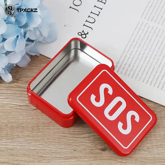 1Pcs SOS Tin Plate Medicine First Aid Pill Box Outdoor Survival Gear Kits Emergency Case