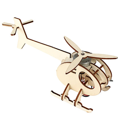 Creative DIY 3D Solar Airplane Toy Wooden Puzzle Solar Energy Powered Plane Moveable Assembly Model Kits Learning Supplies