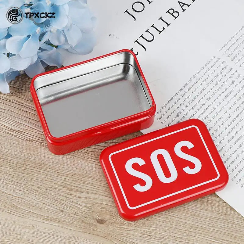 1Pcs SOS Tin Plate Medicine First Aid Pill Box Outdoor Survival Gear Kits Emergency Case