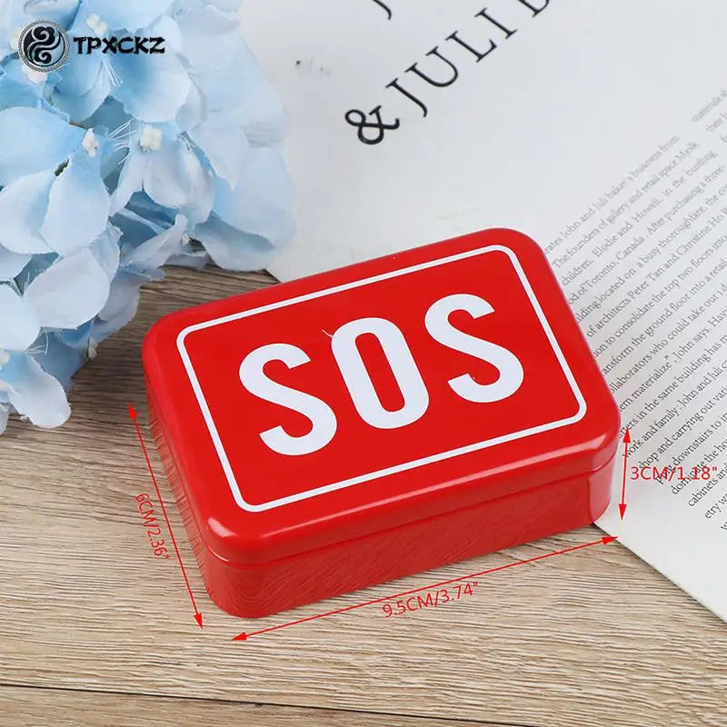 1Pcs SOS Tin Plate Medicine First Aid Pill Box Outdoor Survival Gear Kits Emergency Case