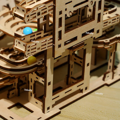 3D Wooden Puzzle Building Model Kits Marble Runs Mechanical Puzzles Self Assembly Toy STEAM Educational Toys for Kids Adult Gift