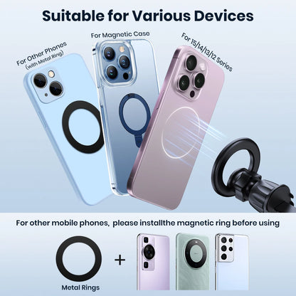 TOPK for Magsafe Car Mount,Magnetic Phone Holder for Car Air Vent Phone Holder Mount 360° Rotation Phone Holders for Iphone 15