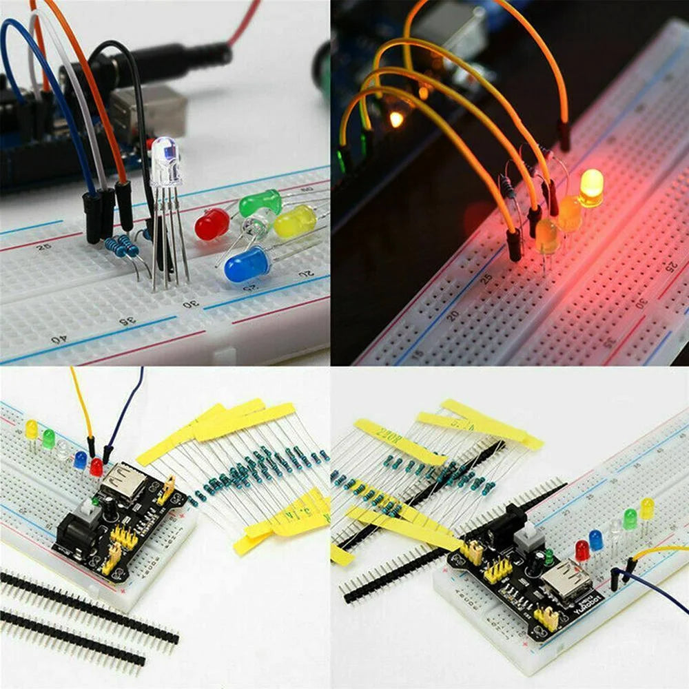 830Pcs/Box DIY Project Starter Kit for Arduino UNO R3 Kit Electronic DIY Kit Electronic Component Set with Tie-Points Breadboard