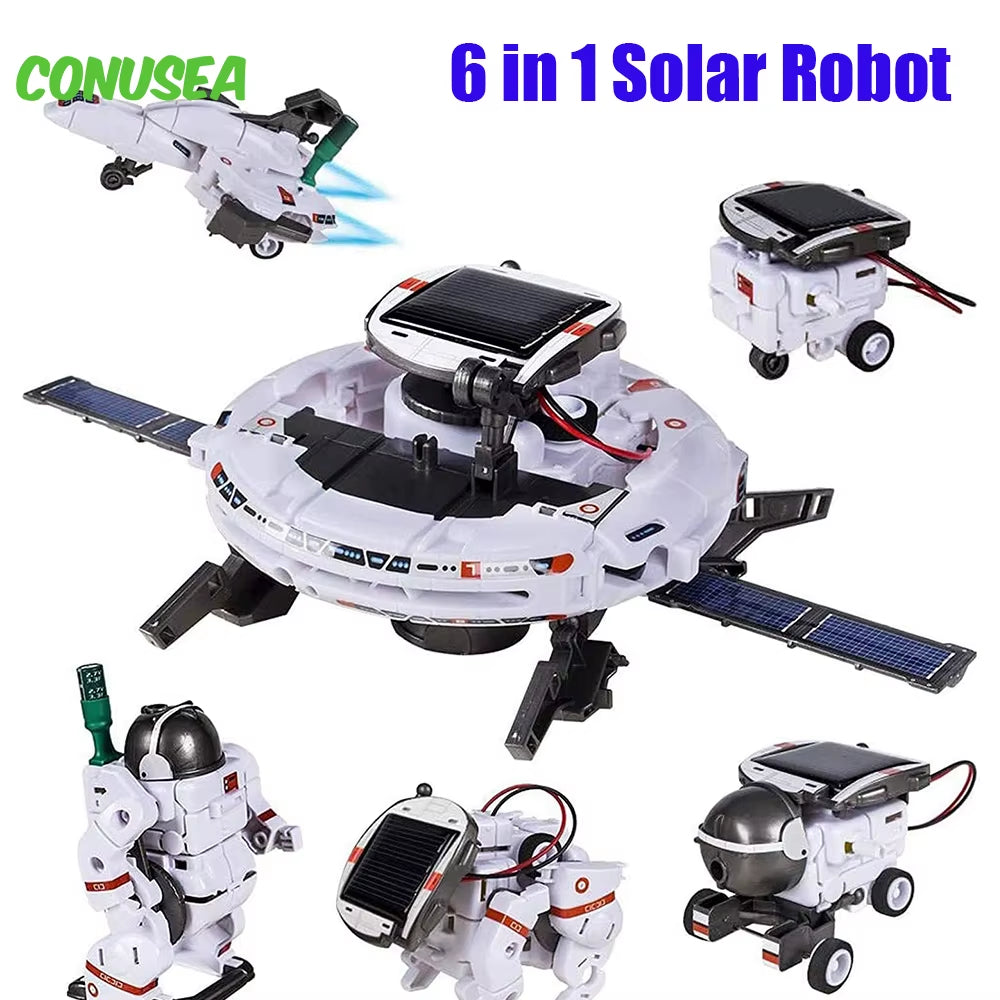 Creative 6 in 1 Solar Robot Car Space Ship Toys Technology Science Kits Solaire Energy Technological Gadgets Scientific Toy Boys