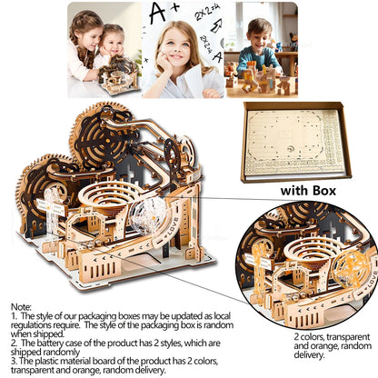 3D Wooden Puzzle Marble Run Set DIY Assemble Mechanical Model Building Kits STEAM Educational Toys for Adult Kids Birthday Gifts