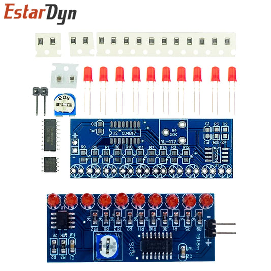 Smart Electronics Kits NE555+CD4017 Light Water Flowing Light LED Module DIY Kit Learn Electronic Principles, Children'S Lab