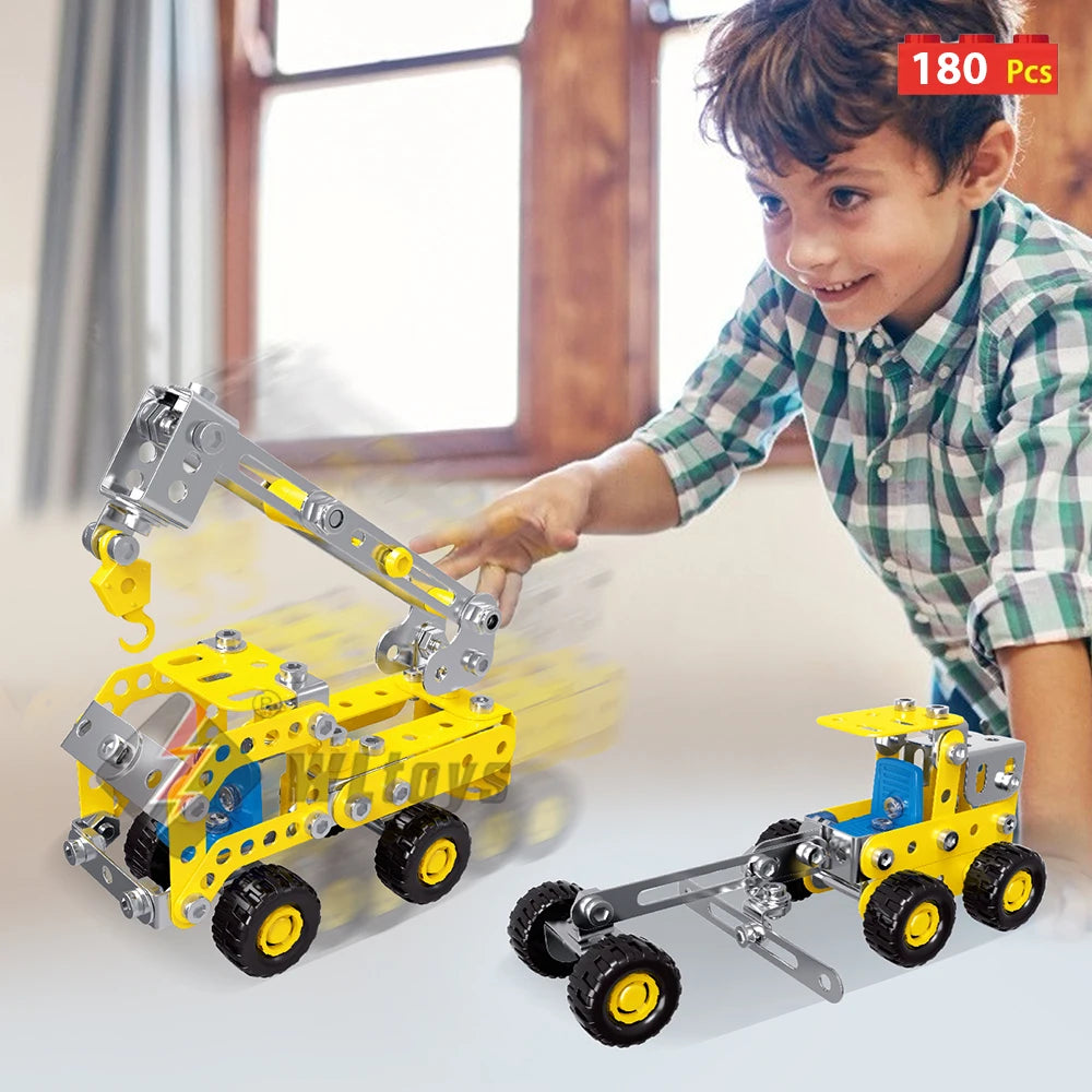 Engineering Vehicle Toy, Erector Set for Boys Age 8+, Learning Engineering Kids Building Blocks Model Kits, Variable Multi Shape
