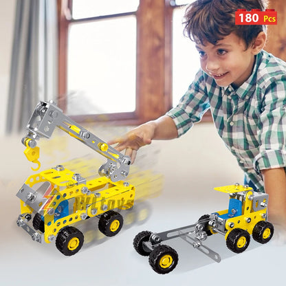 Engineering Vehicle Toy, Erector Set for Boys Age 8+, Learning Engineering Kids Building Blocks Model Kits, Variable Multi Shape