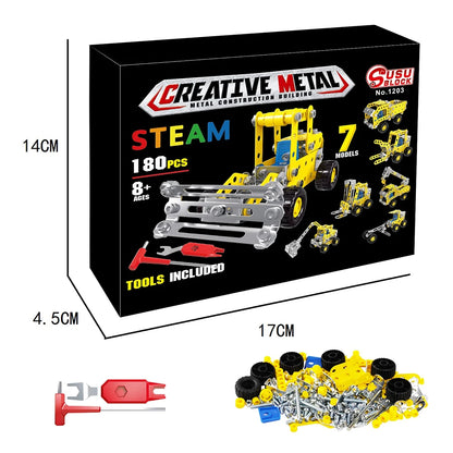 Engineering Vehicle Toy, Erector Set for Boys Age 8+, Learning Engineering Kids Building Blocks Model Kits, Variable Multi Shape