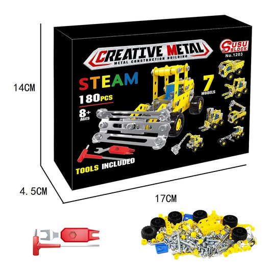 Engineering Vehicle Toy, Erector Set for Boys Age 8+, Learning Engineering Kids Building Blocks Model Kits, Variable Multi Shape
