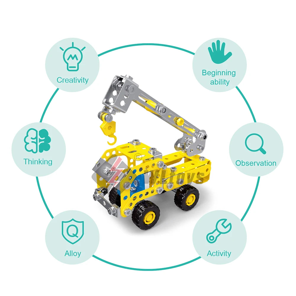 Engineering Vehicle Toy, Erector Set for Boys Age 8+, Learning Engineering Kids Building Blocks Model Kits, Variable Multi Shape