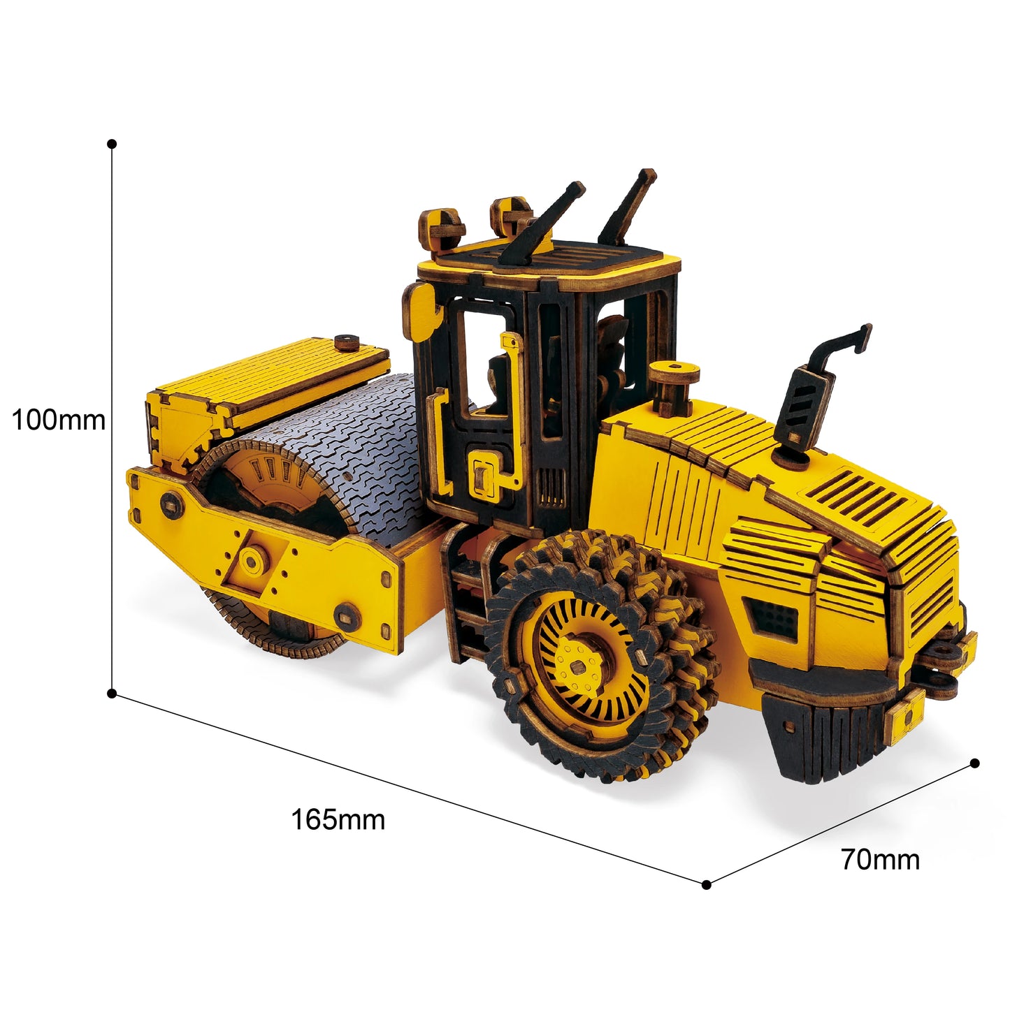 Rokr 3D Puzzles Wooden Model Car Kits Engineering Road Roller Model DIY Wooden Building Kits for Kids Gift for Birthday