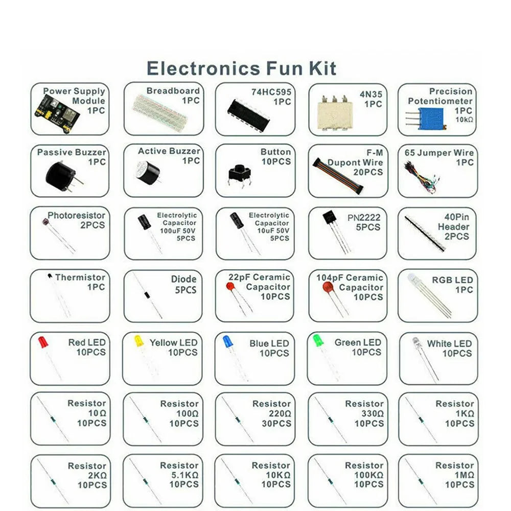 830Pcs/Box DIY Project Starter Kit for Arduino UNO R3 Kit Electronic DIY Kit Electronic Component Set with Tie-Points Breadboard