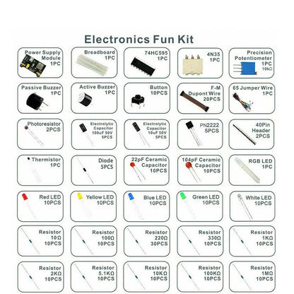 830Pcs/Box DIY Project Starter Kit for Arduino UNO R3 Kit Electronic DIY Kit Electronic Component Set with Tie-Points Breadboard