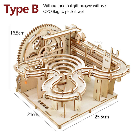 3D Wooden Puzzle Building Model Kits Marble Runs Mechanical Puzzles Self Assembly Toy STEAM Educational Toys for Kids Adult Gift