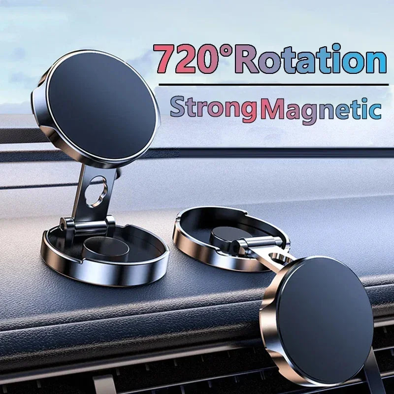 Car Mobile Phone Stand Strong Magnetic Car Holder 720° Foldable round Bracket Support for Universal Phones Mount Holders