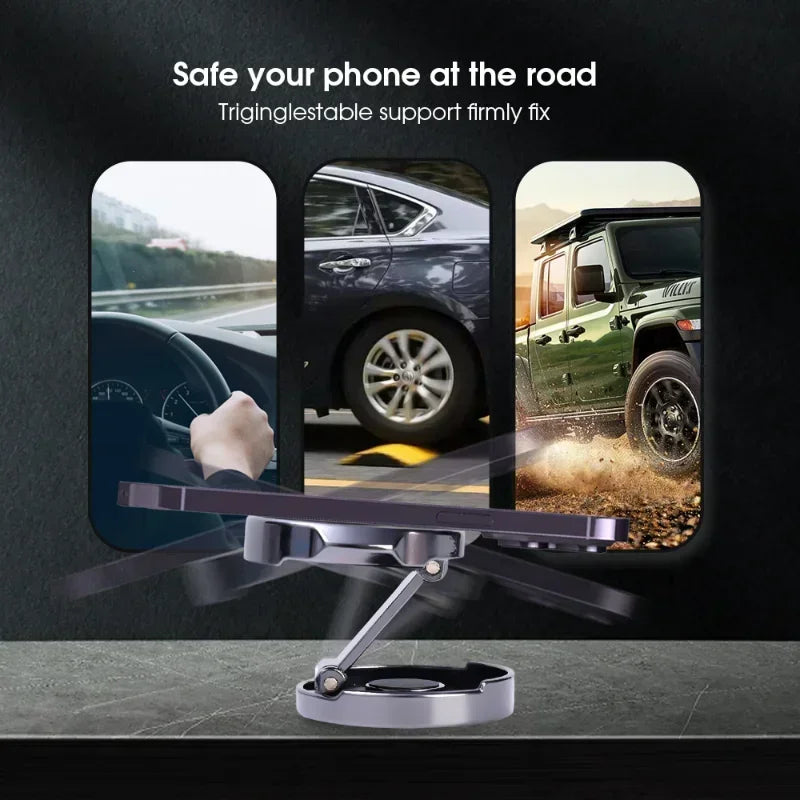 Car Mobile Phone Stand Strong Magnetic Car Holder 720° Foldable round Bracket Support for Universal Phones Mount Holders