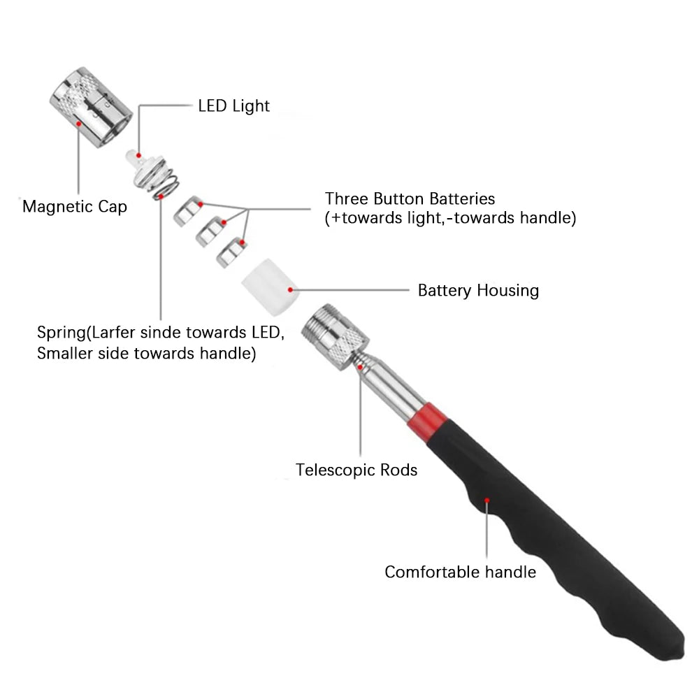 Magnetic Pickup Tool Telescopic Adjustable Magnetic Pick-Up Tool Grip Extendable Magnet Stick Handy Tool for Picking up Nut Bolt