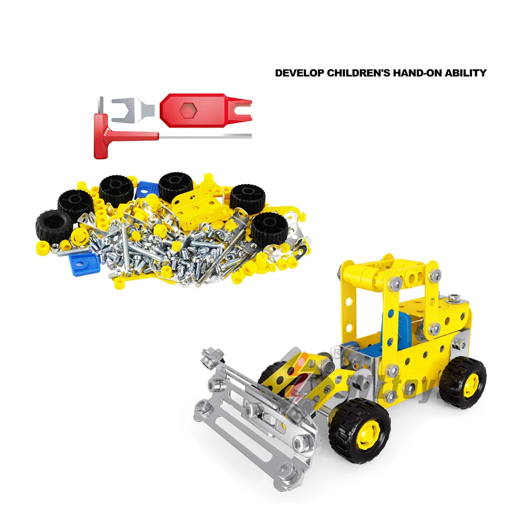 Engineering Vehicle Toy, Erector Set for Boys Age 8+, Learning Engineering Kids Building Blocks Model Kits, Variable Multi Shape